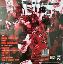 Load image into Gallery viewer, Back cover of 246 by Ron Hawkins and the Do Good Assassins. Features an image of the band and the album song titles: Teenage Insurrection, Midway, Atomic Rollercoaster, Up to Yer Neck, Genevieve, Heartbreak in Hopper Street, Too Late, Rio, Baby Fell Hard, and Love is a Poison Thing.